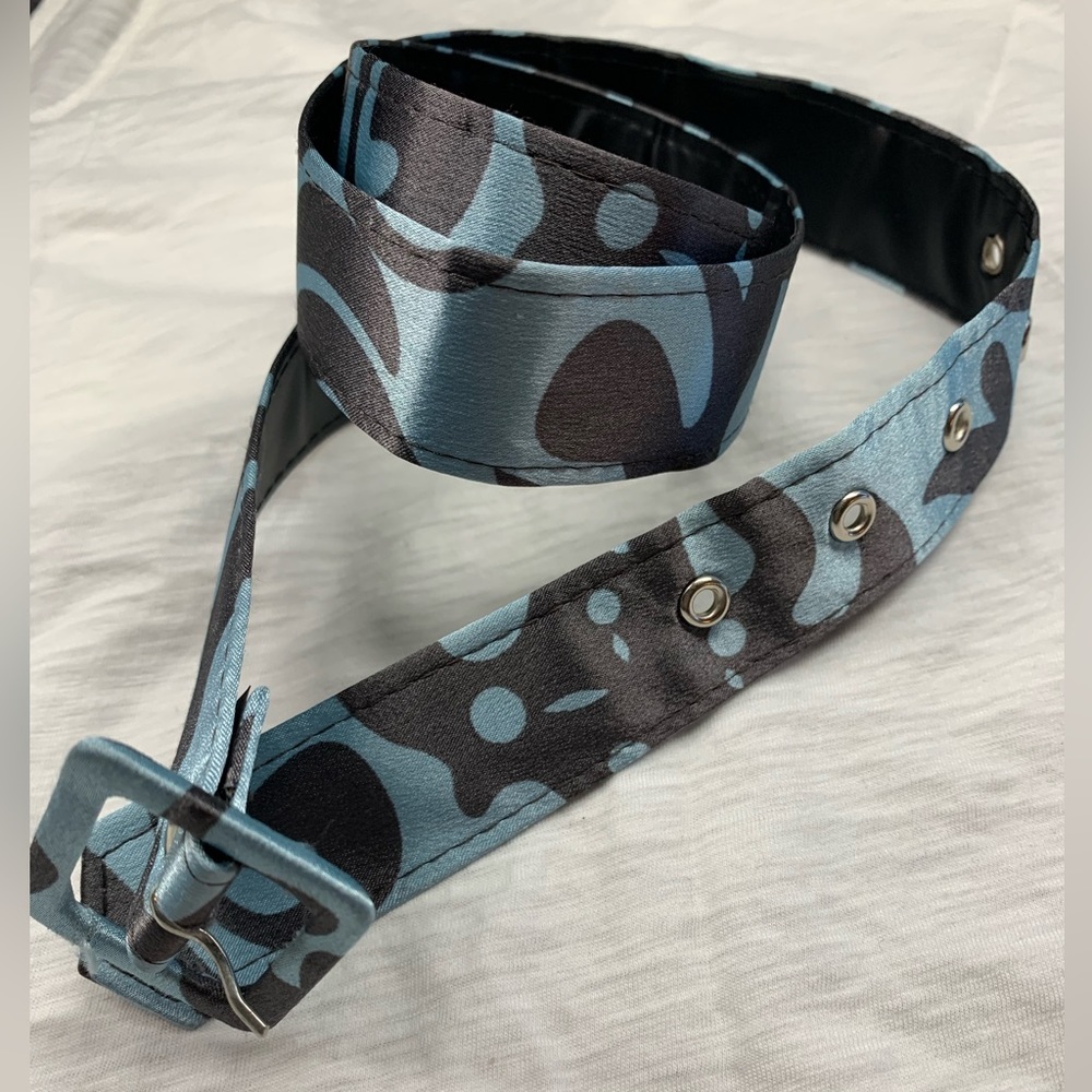 Blue and Grey Patterned Satin Belt 5$ or 3 for 10$!